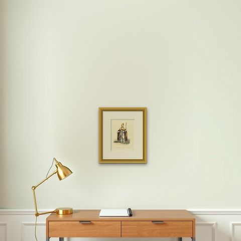 Lithograph of Évêque en Costume Pontifical (Bishop in Pontifical Robes), 1862, shown framed on a wall