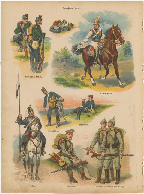 Set of 10 Antique Military Costume Prints, view 3