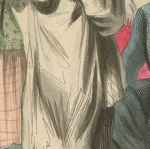 Antique Costume Print of Inhabitants of Little Russia by Wahlen, 1843, close-up 2