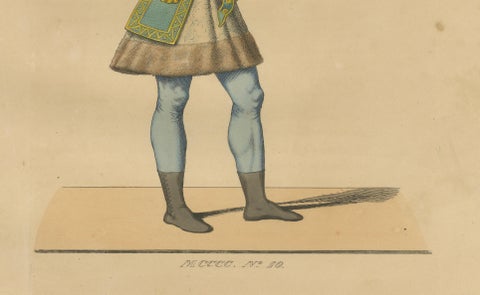 Swiss Guard Costume, Antique Hand-Colored Lithograph by Bonnard, 1845, close-up 3