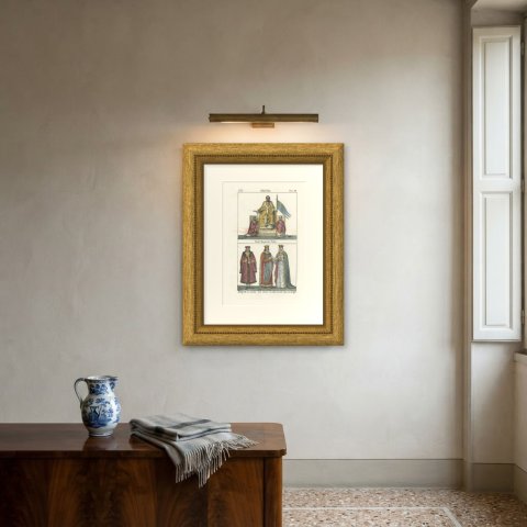 Charlemagne Enthroned and Saint Louis IX with His Queen, Lithograph, 1842, shown framed on a wall