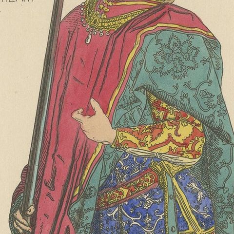 Antique Print of a Nobleman from Venice by Jacquemin 'c.1870', close-up 1