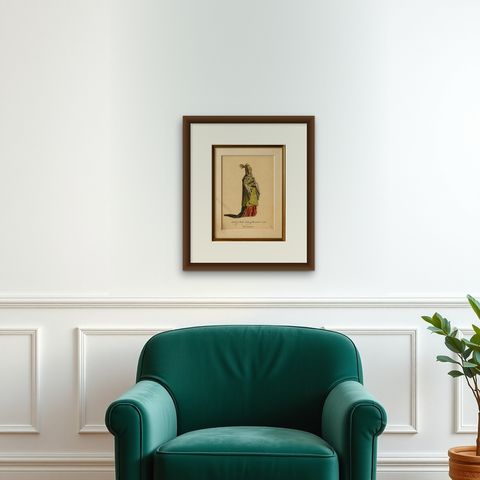 Habit of a Noble Lady of Alexandria in 1581, Elegant Ottoman Costume Print, 1749, shown framed on a wall