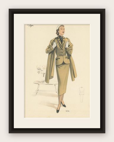 Vintage Fashion Print 'Pl. 16514' Published in Le Tailleur Moderne, 1954, shown framed