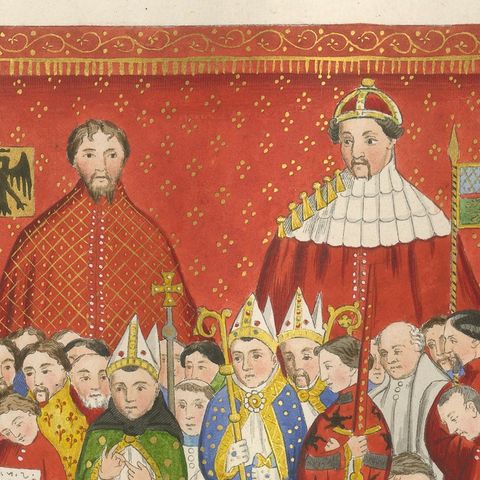 Medieval Coronation Ceremony, Hand-Colored Costume Plate by Paul Mercuri, 1845, close-up 5