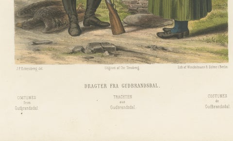 Norwegian Hunter and Woman in Gudbrandsdal Dress, Tonsberg Edition, c.1860, close-up 1
