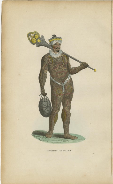 Antique Pacific Islanders & Polynesian Costume Prints, Set of 10, c.1852, view 2