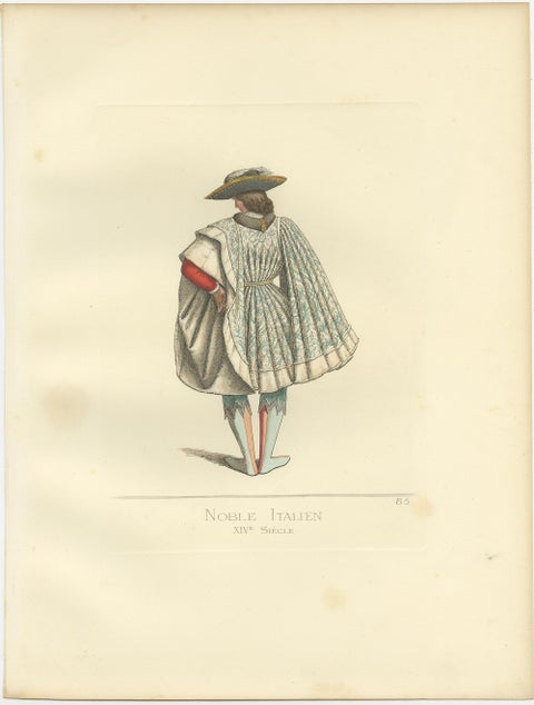 Antique Print of an Italian Nobleman, 14th Century, by Bonnard, 1860, view 4