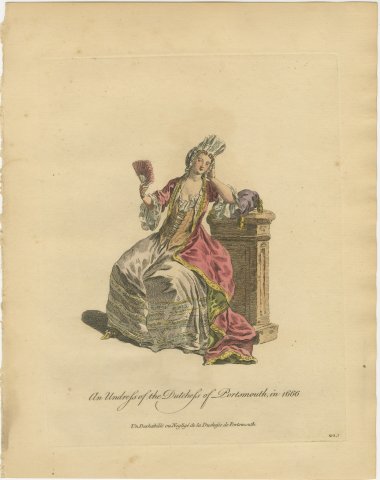 Duchess of Portsmouth in Undress, Seated with Fan, Jefferys Costume Print, 1757, view 2