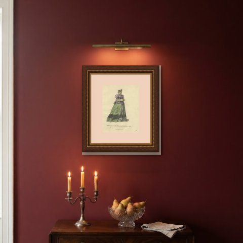 Noblewoman of Swabia in Purple Jacket and Green Skirt, Costume of 1581, 1757, shown framed on a wall