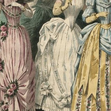 Set of 3 Antique French Fashion Plates, Paris Ladies, Lace & Velvet, c.1880, close-up 1