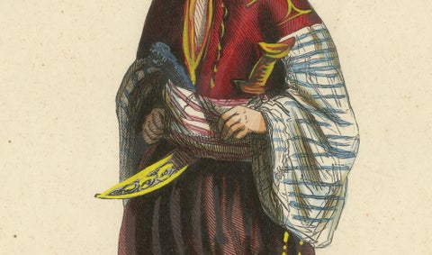 Bulgarian Man in Traditional Dress, Hand-Coloured Lithograph, c.1845, close-up 3