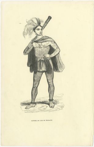 Native of Massacre Island, Antique Wahlen Costume Print, 1843-1844, view 2