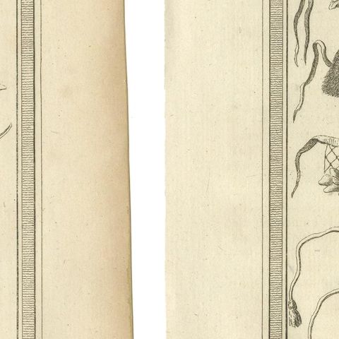 1757 Native American Tribal Adornments, Feathered Headdresses, Belts & Jewelry, close-up 2
