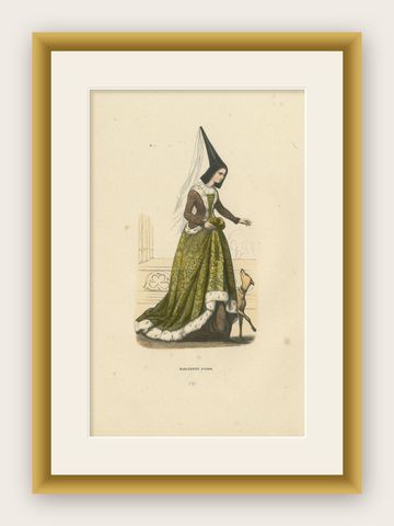 Elegance of the Past: Margaret of York in 'Costume du Moyen Âge', 1847, shown framed