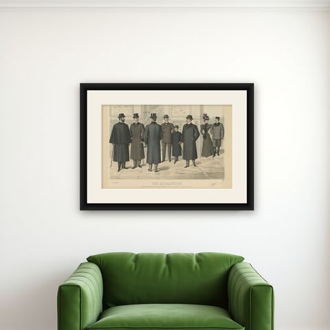 Antique Print of Fashion in November 1897 by Klemm & Weiss, c.1900, shown framed on a wall