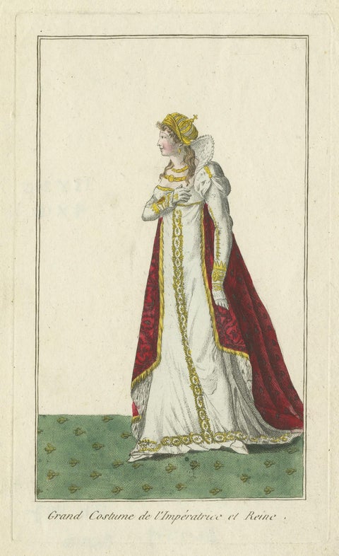 Antique Costume Print of the Empress and Queen of France 'circa 1810', view 2