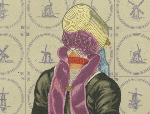 Lithograph of Walcheren Women’s Daily Dress with Bonnets and Beuk, ca. 1860–1890, close-up 4