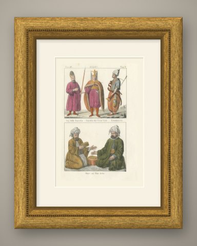 Guard of the Grand Vizier, a Janissary and Omer and Ebu Bekir, 1842, shown framed