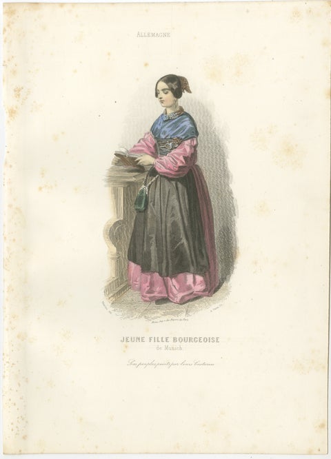 Set of Three Antique German & Hungarian Folk Costume Engravings, circa 1850, view 2