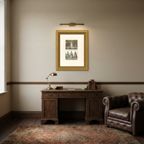 Inside a Hut of the Reindeer Lapps and Lapp Costume, Lapponia, 1842, shown framed in a room