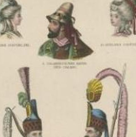 Antique Print with Costumes of England, Sweden, Holland and Others, close-up 2