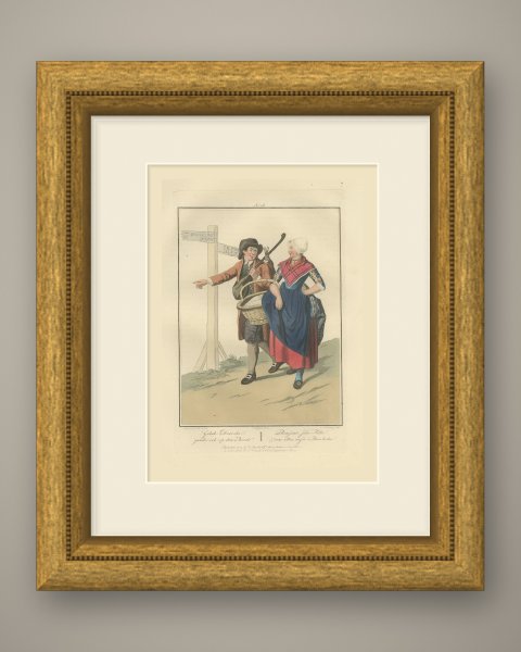On the Road to Den Bosch, Brabant Costume Print, Maaskamp, 1811, shown framed