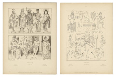 Set of 2 Antique India Costume and Cultural Plates by Max Tilke, c.1900, view 5