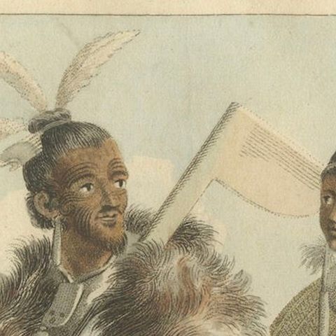 Maori Traditional Dress, Antique Hand-Colored Engraving, New Zealand, 1803, close-up 6