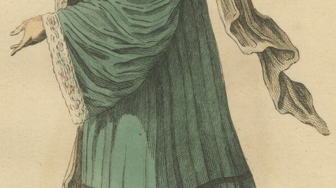 Antique Costume Print of a Young Lady of Tine, Greek Islands Engraving, 1749, close-up 2