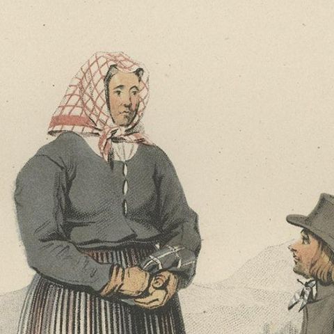 Antique Costume Print of Älvdale, Dalarna, Sweden, c.1864, close-up 2