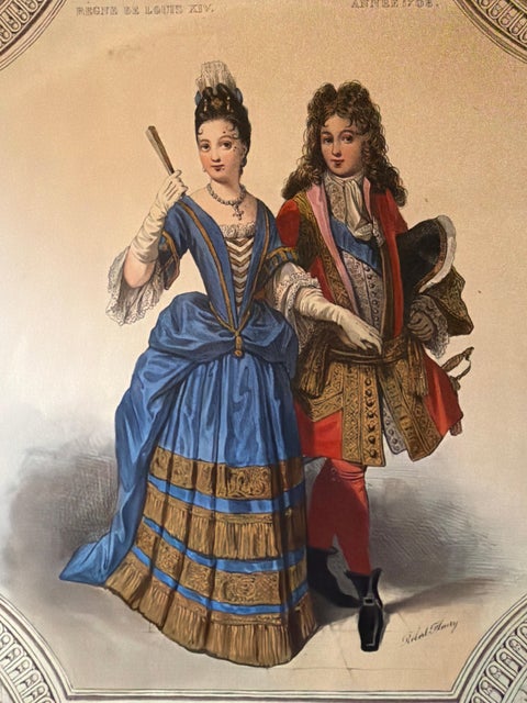 Louis XIV French Court Costume, Royal Couple, 1847, view 3