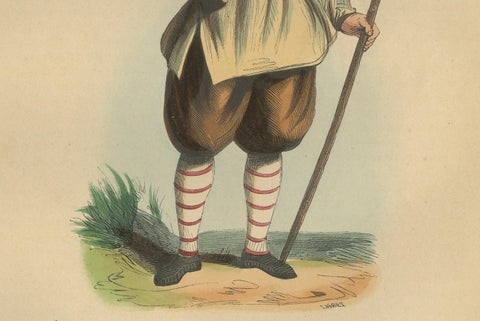 Traditional Korean Attire in 19th Century Hand-Colored Lithograph, close-up 1