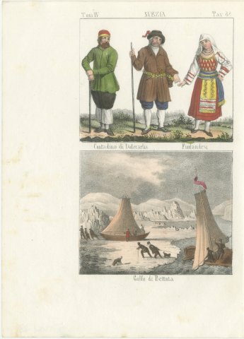 Dalecarlian Peasant, Finns and Boats on the Frozen Gulf of Bothnia, 1842, view 2