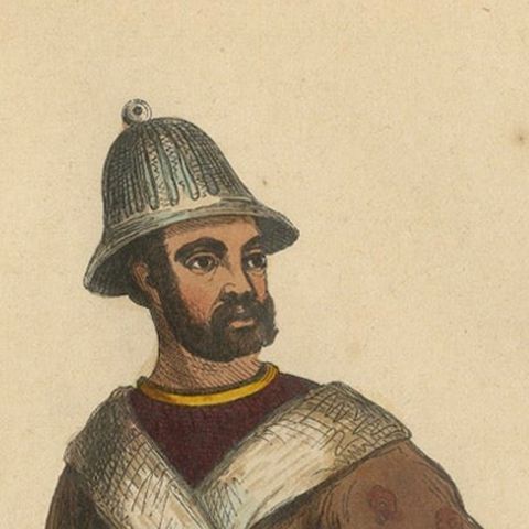 Traditional Eleuth Warrior Attire in 1844 Hand-Colored Lithograph, close-up 5