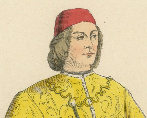 Civic Pride: A Podestà's Robe in 'Costume du Moyen Âge', Genuine Lithograph 1847, close-up 4