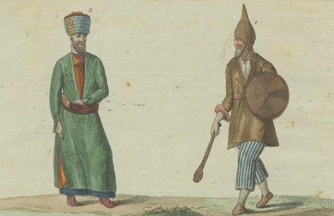 Antique Hand-Colored Print of Turkish or Ottoman Costumes Plate XII, circa 1800, close-up 3