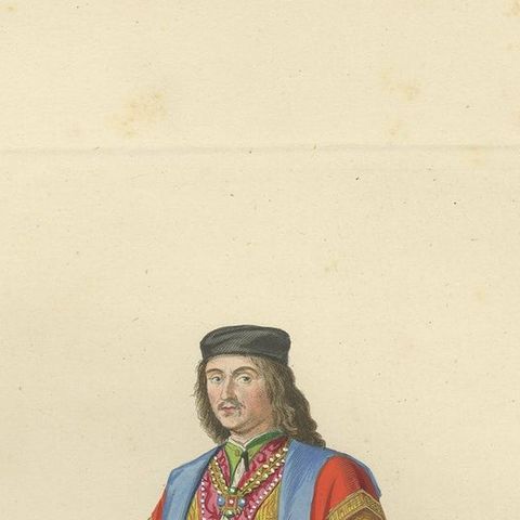 Antique Print of a Nobleman from Milan, 15th Century, by Bonnard, 1860, close-up 1