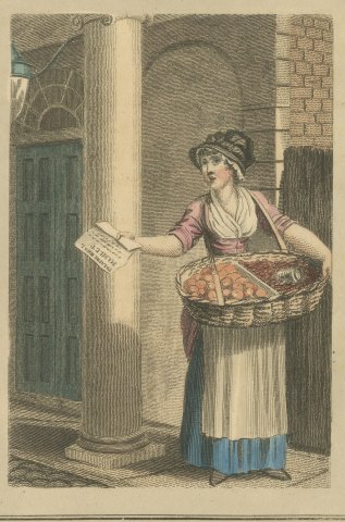 Buy a Bill of the Play, Theatre Drury Lane, Cries of London, 1804, close-up 1