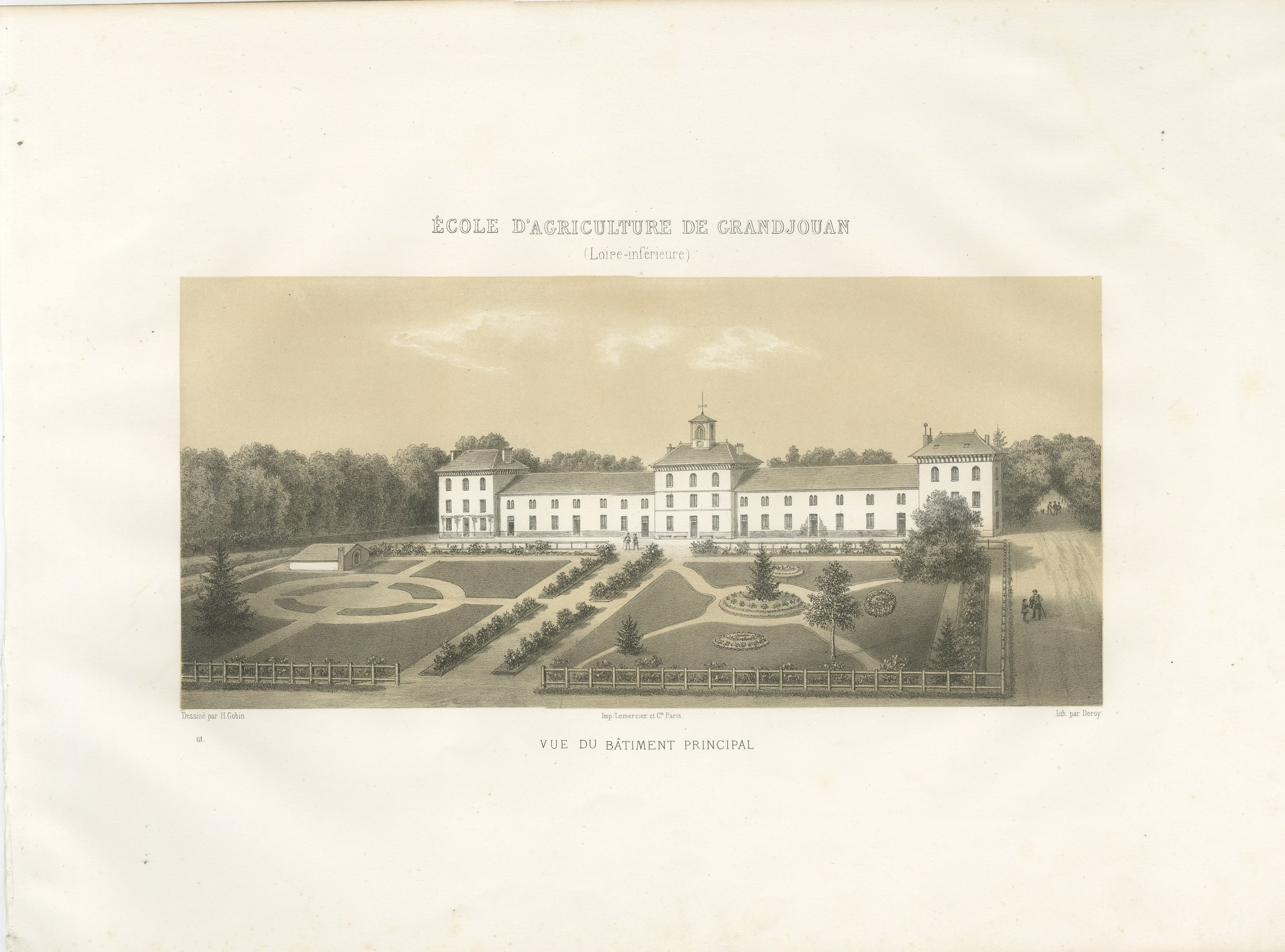 Grandjouan Agricultural School, Antique French School Print, 1873