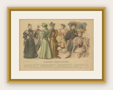 German Antique Fashion Print of Women, Published in 1894, shown framed
