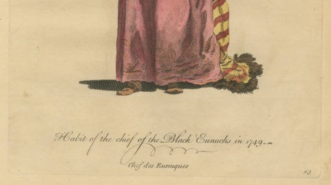 Ottoman Chief Black Eunuch Costume Print, Hand-Colored, 1749, close-up 4