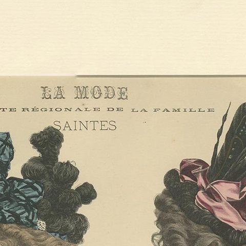 Pl. 3210 Antique Fashion Print of Ladies with Hats 'c.1895', close-up 1