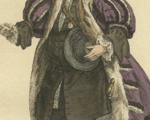 Gentleman of Nuremberg in Full Dress with Wig and Fur Gown, 1755, Jefferys 1757, close-up 2