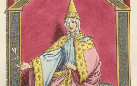 Regal Figures in Ceremonial Dress c.15th Century, Antique Print 1845, close-up 2