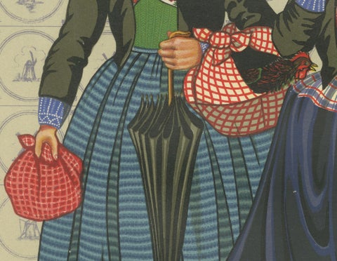 Colorful Doornspyk Market Women in Apenjak Coats, Dutch Costume Print, 1932, close-up 4
