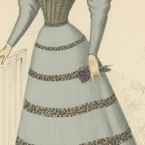 Elegant Fashions of 1889: Lithographs by L. Michau and M. de Solar, close-up 6