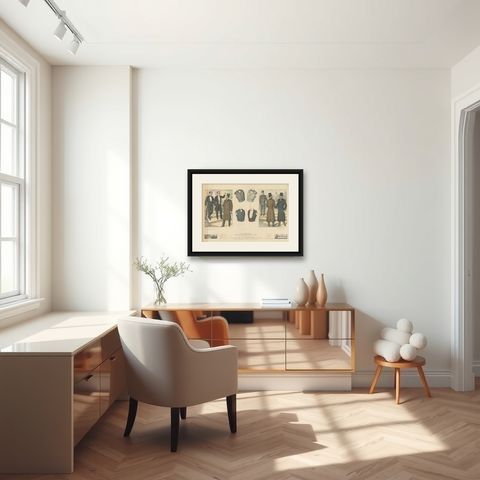 Original Antique Fashion Print for Men, Published in November, 1898, shown framed in a room