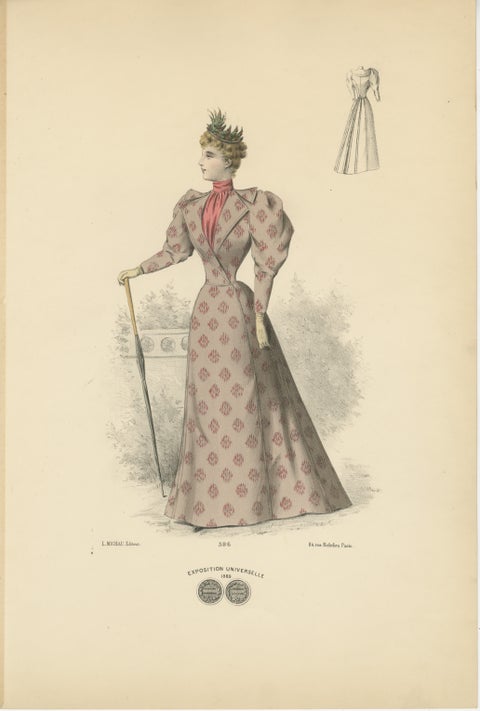 Refined Elegance: 1889 Fashion Lithograph by Michau, the Exposition Universelle, view 2