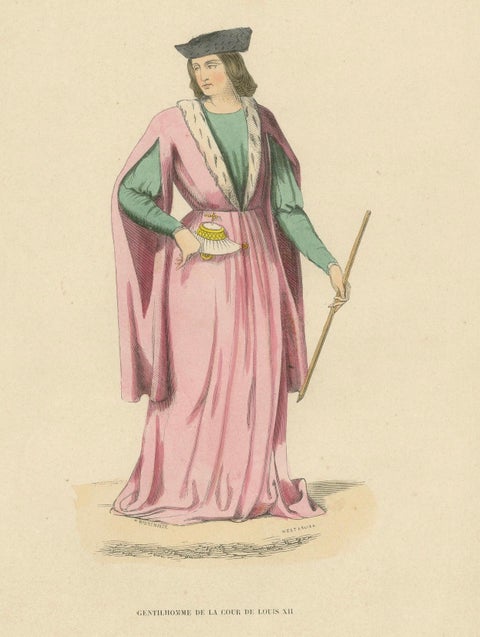 Elegance at the Court of Louis XII: A French Noble's Poise, 1847, close-up 4